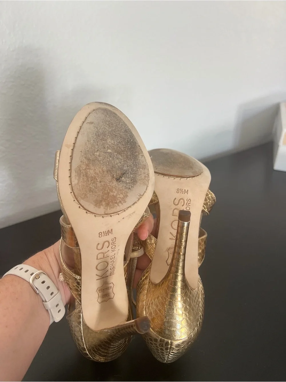 Michael Kors Metallic Gold Strappy High-Heel Sandals - Women